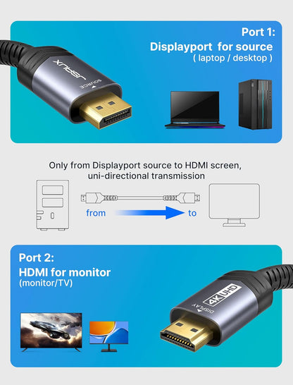 Level up your viewing experience with the  10FT 4K DisplayPort to HDMI Cable Adapter! Perfect for gaming, streaming, and presentations on Dell, Lenovo, HP, and more! 🎮📺 #4K #HDMI #TechEssentials